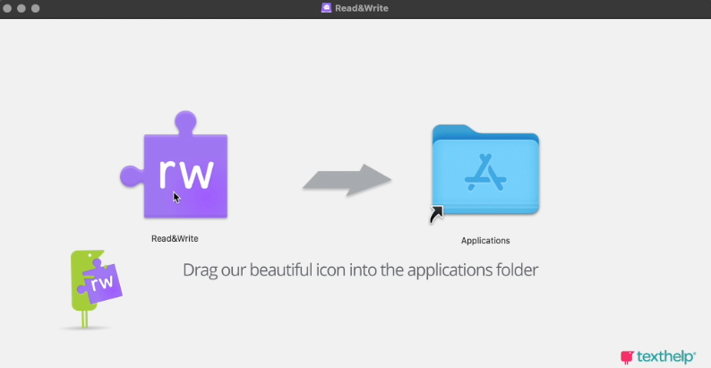 pop-up window asking for the Read&Write application to be moved to the applications folder